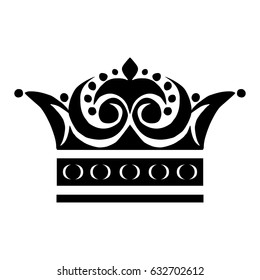 Illustration with shape of crown. Tattoo design element. Heraldry and logo concept art.