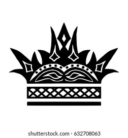 Illustration with shape of crown. Tattoo design element. Heraldry and logo concept art.