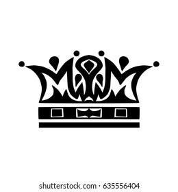 Illustration with shape of crown. Tattoo design element. Heraldry and logo concept art.