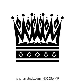 Illustration with shape of crown. Tattoo design element. Heraldry and logo concept art.