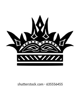 Illustration with shape of crown. Tattoo design element. Heraldry and logo concept art.