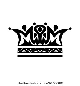 Illustration with shape of crown. Tattoo design element. Heraldry and logo concept art.