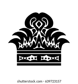 Illustration with shape of crown. Tattoo design element. Heraldry and logo concept art.