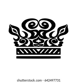 Illustration with shape of crown. Tattoo design element. Heraldry and logo concept art.