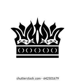 Illustration with shape of crown. Tattoo design element. Heraldry and logo concept art.