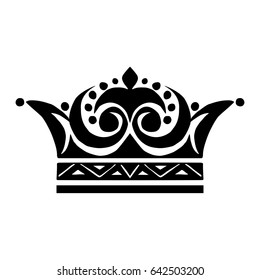 Illustration with shape of crown. Tattoo design element. Heraldry and logo concept art.