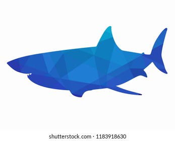illustration of shark , blue triangles drawing, white background