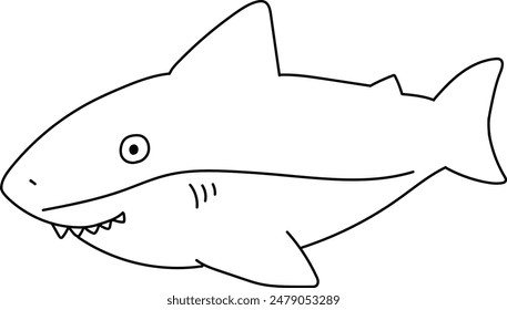 An illustration of a shark with distinctive hand drawn lines