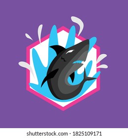 illustration of a shark logo with special cartoon characters