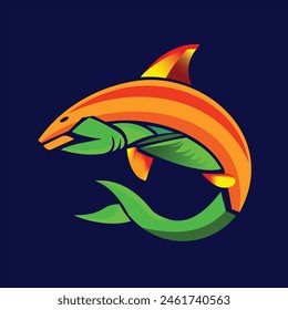 Illustration of a shark. for logos, clothing designs, children's books and others. Simple flat vector file created with illustration software