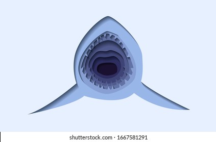illustration of shark mouth in paper cut style