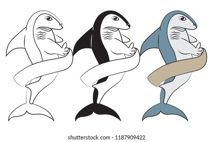 illustration shark and ribbon