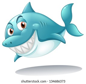 Illustration of a shark smiling on a white background