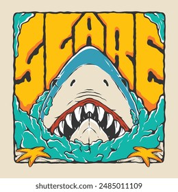 illustration of a shark splitting the ocean.