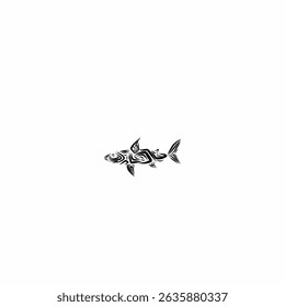 Ilustración de tiburón con tatuaje 