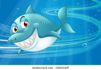 Illustration of a shark under the sea