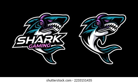 illustration of shark wearing headset