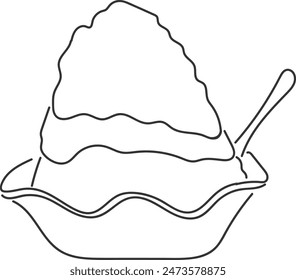 An illustration of a shaved ice with distinctive hand drawn lines
