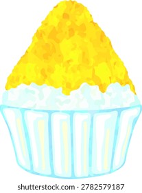 Illustration of shaved ice with lemon syrup (vector material)