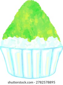 Illustration of shaved ice with melon syrup (vector material)