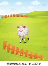 illustration of a sheep in a beautiful nature