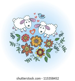 illustration with sheep cartoon