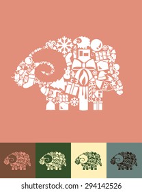 illustration of the sheep with icons composition