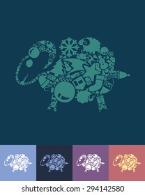 illustration of the sheep with icons composition