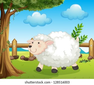 Illustration of a sheep inside the fence