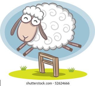 Illustration of Sheep jumping over the fence