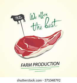Illustration of sheep meat. Mutton farm production, vector. Can be used in your own advertisement purposes, products design and etc.
