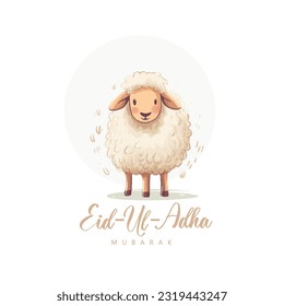 Illustration of sheep with Mosque and man and goat, Eid-Al-Adha celebration, Eid-Al-Adha Mubarak 