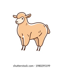 Ilustración de ovejas. Ilustración simple del vector de contorno para emblema, placa, insignia.