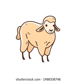 Illustration of sheep. Simple contour vector illustration for emblem, badge, insignia.