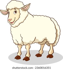 Illustration of a Sheep Standing in a Row on a White Background