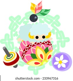 The illustration of the sheep which is usable for the one point of greeting cards.