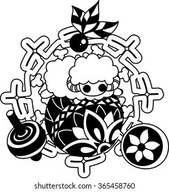 The illustration of the sheep which is usable for the one point of greeting cards.