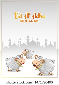 illustration of sheep wishing Eid ul Adha (Happy Bakra Id) holy festival of Islam Muslim