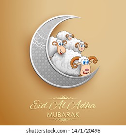 illustration of sheep wishing Eid ul Adha (Happy Bakra Id) holy festival of Islam Muslim