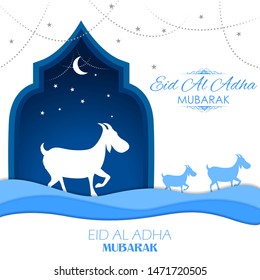 illustration of sheep wishing Eid ul Adha (Happy Bakra Id) holy festival of Islam Muslim