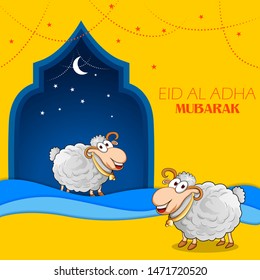 illustration of sheep wishing Eid ul Adha (Happy Bakra Id) holy festival of Islam Muslim