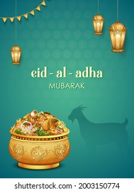 illustration of sheep wishing Eid ul Adha (Happy Bakra Id) holy festival of Islam Muslim