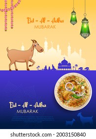 illustration of sheep wishing Eid ul Adha (Happy Bakra Id) holy festival of Islam Muslim