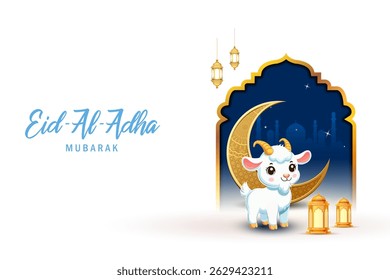 illustration of sheep wishing Eid ul Adha (Happy Bakra Id) holy festival of Islam Muslim