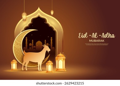 illustration of sheep wishing Eid ul Adha (Happy Bakra Id) holy festival of Islam Muslim