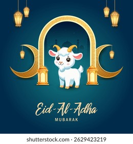illustration of sheep wishing Eid ul Adha (Happy Bakra Id) holy festival of Islam Muslim