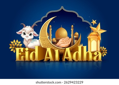 illustration of sheep wishing Eid ul Adha (Happy Bakra Id) holy festival of Islam Muslim