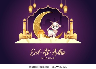 illustration of sheep wishing Eid ul Adha (Happy Bakra Id) holy festival of Islam Muslim