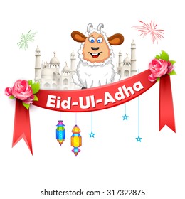 illustration of sheep wishing Eid ul Adha (Happy Bakra Id)