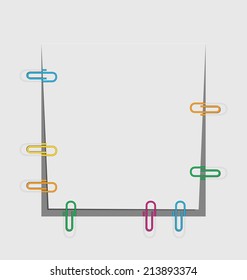 illustration of a sheet of paper clips colored rotacon 